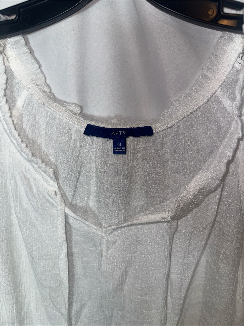 Apt. 9 White Textured Peasant Blouse with Tie - Picture 2 of 6